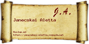 Janecskai Aletta névjegykártya